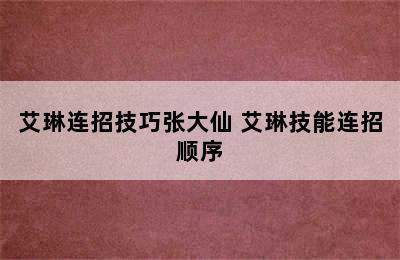 艾琳连招技巧张大仙 艾琳技能连招顺序